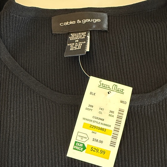 Cable & Gauge Black Top with Gold Ring Accents - Picture 7 of 7